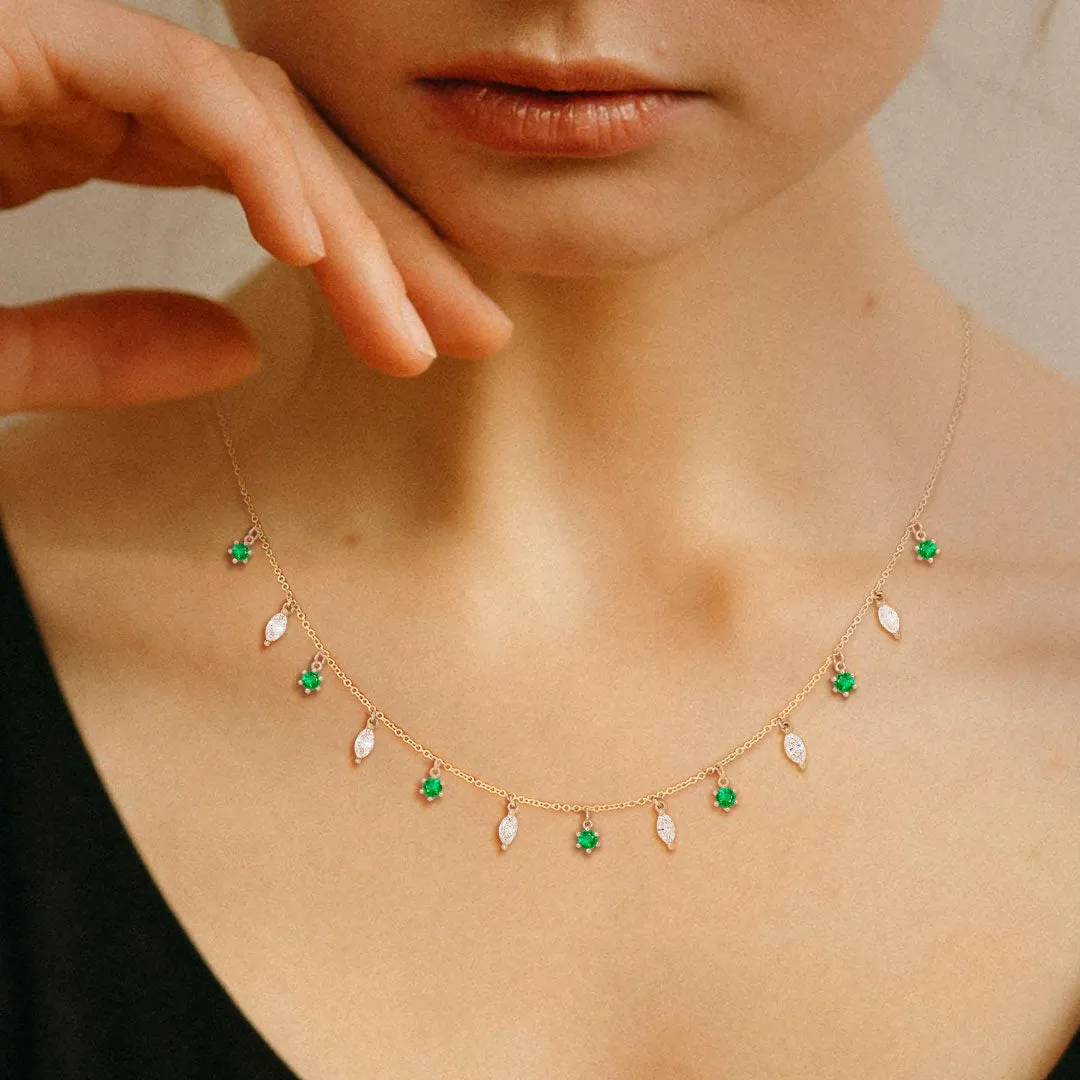 Demeter Marquise Fringe Necklace, 13 Charms