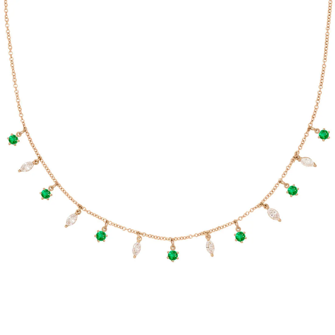 Demeter Marquise Fringe Necklace, 13 Charms