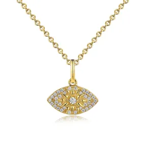 Devil‘s Eye with Zircon Pendant Silver Necklace for Women