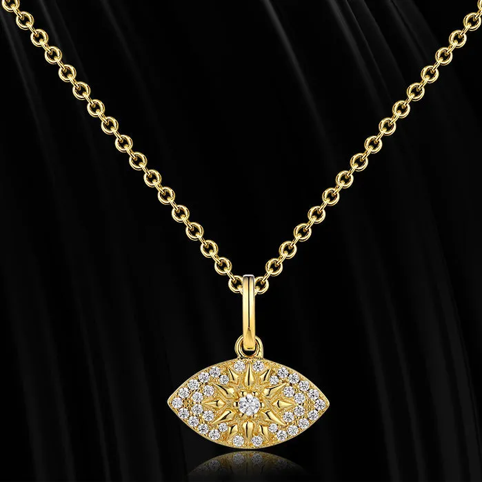 Devil‘s Eye with Zircon Pendant Silver Necklace for Women