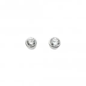 Dew Sterling Silver Small Round Cubic Zirconia Stud Earrings 3006CZ