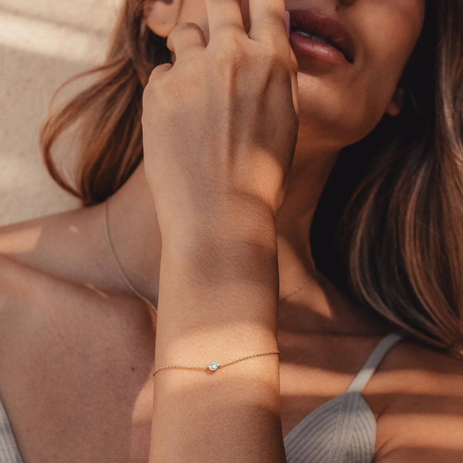Diamond Bezel Bracelet - 14K White Gold