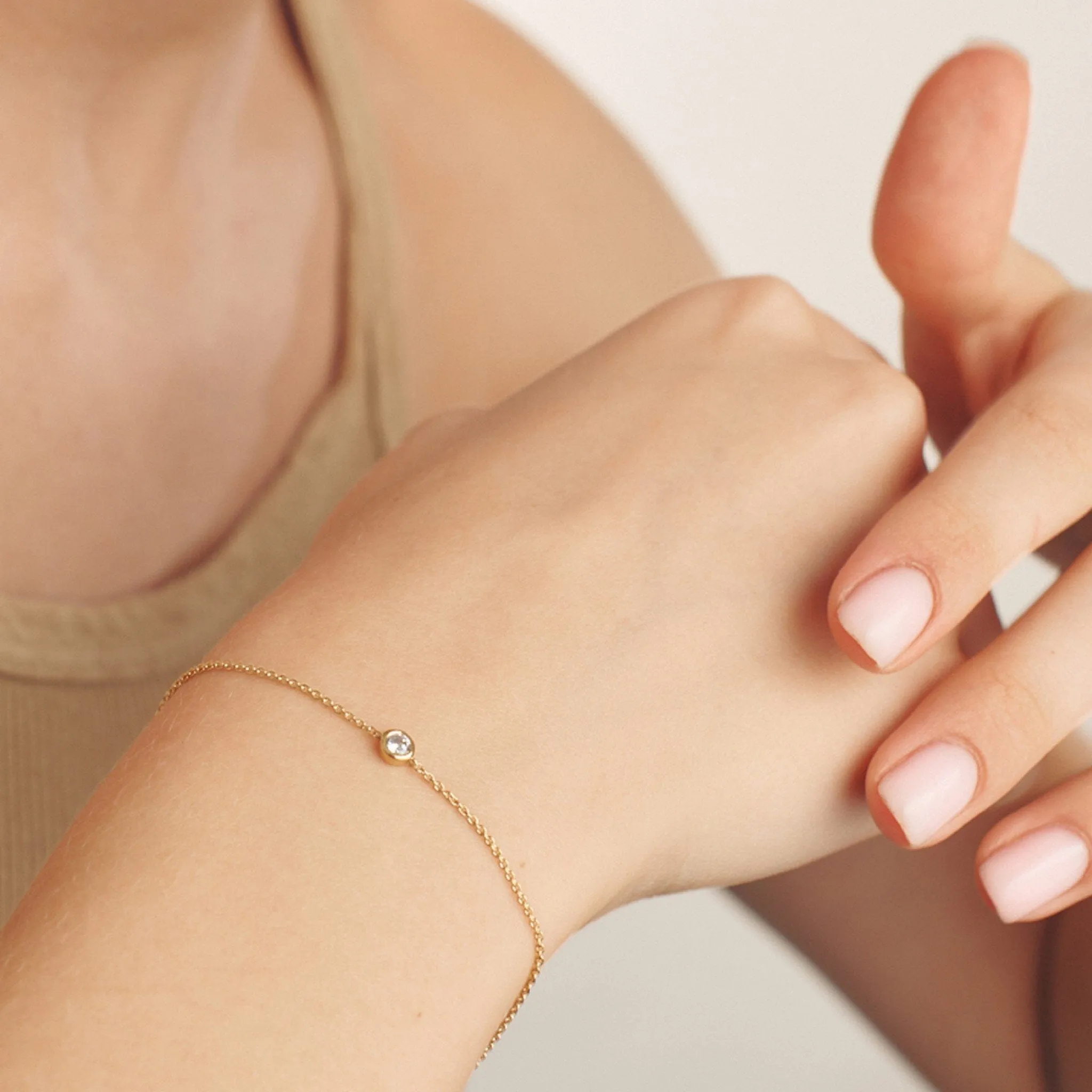 Diamond Bezel Bracelet - 14K White Gold