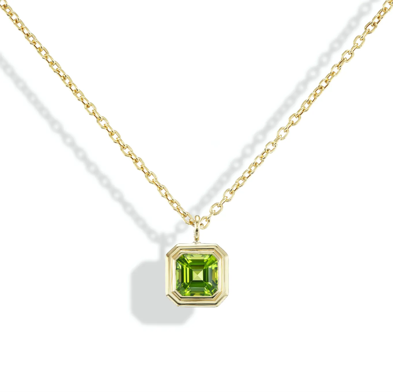 Double Bubble Bezel Peridot Asscher Charm