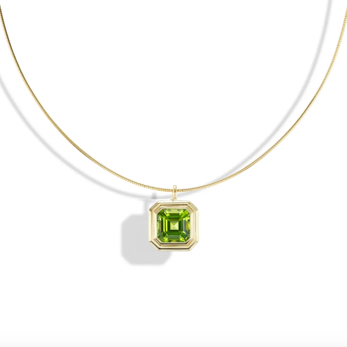 Double Bubble Bezel Peridot Asscher Charm