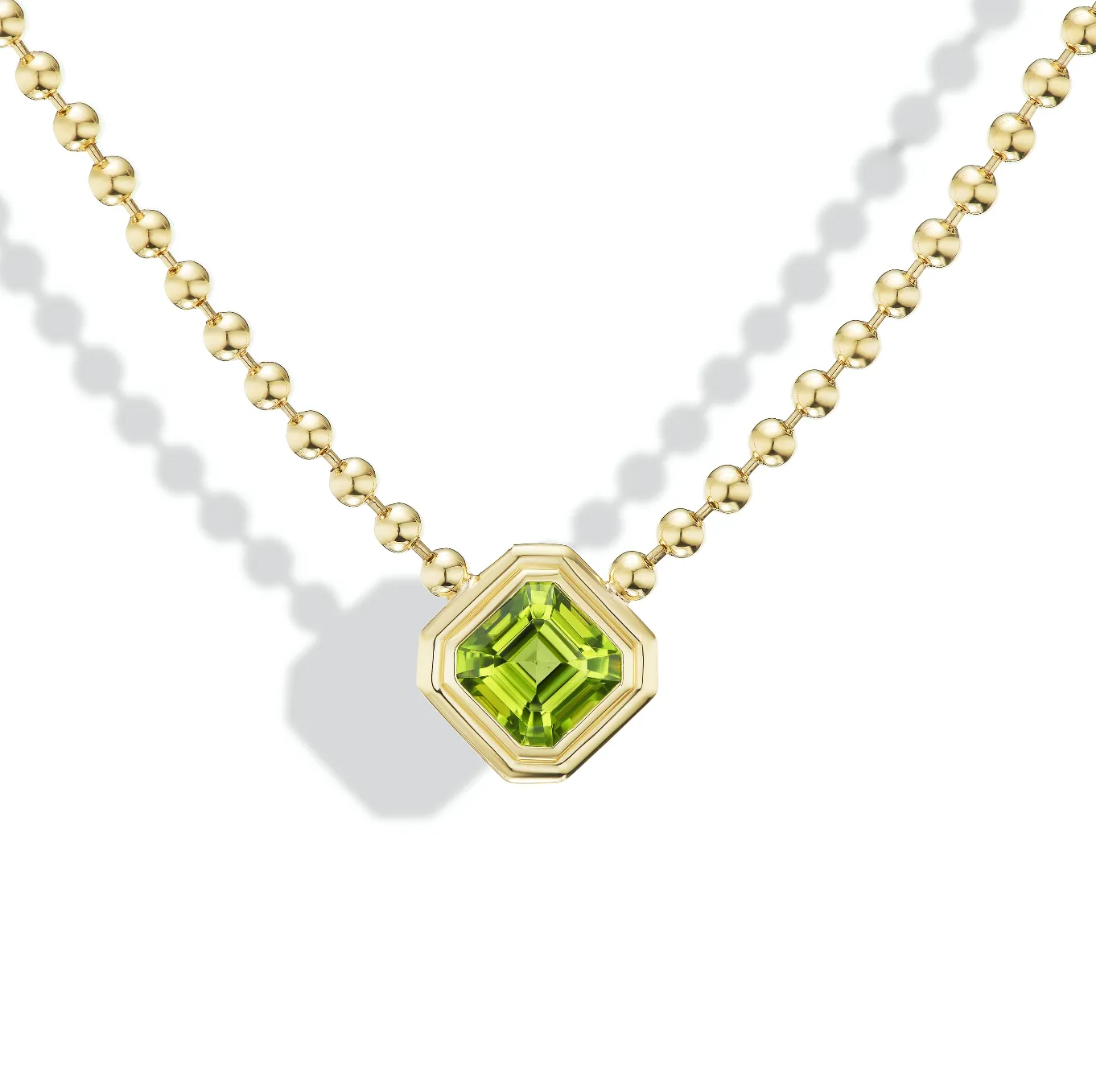 Double Bubble Bezel Peridot Asscher Charm