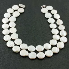 Double Strand Coin Pearl Necklace