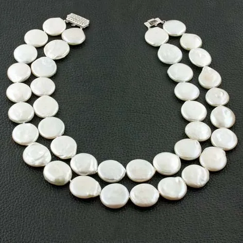 Double Strand Coin Pearl Necklace