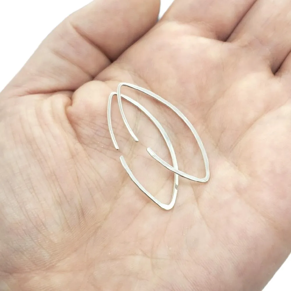 Earrings - Marquise Buffy Hoops Sterling Silver by Foamy Wader