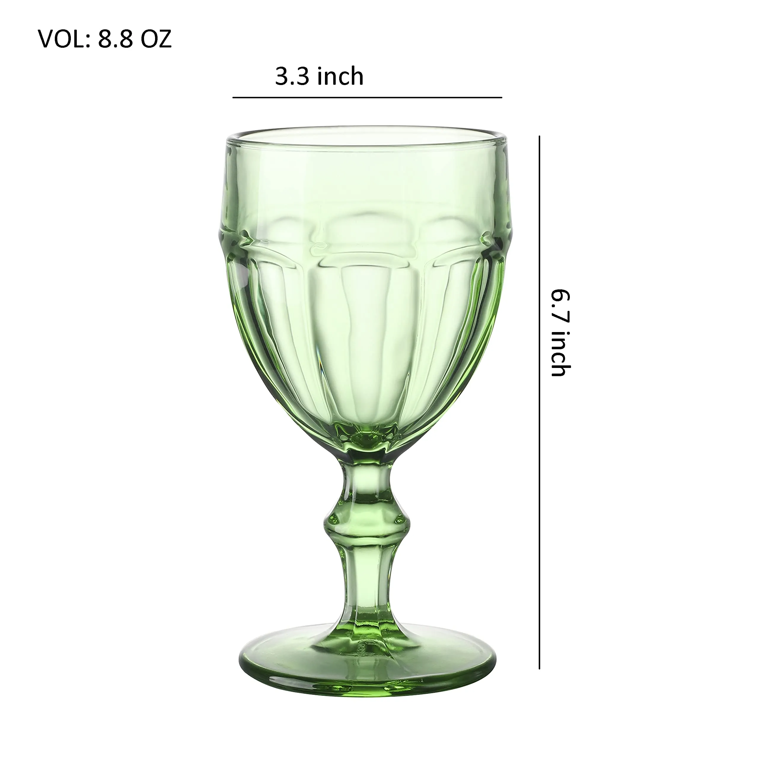 EAST CREEK | Colored Glass Goblets | Drinking Glasses Set of 6 | 8.5 oz Embossed Design