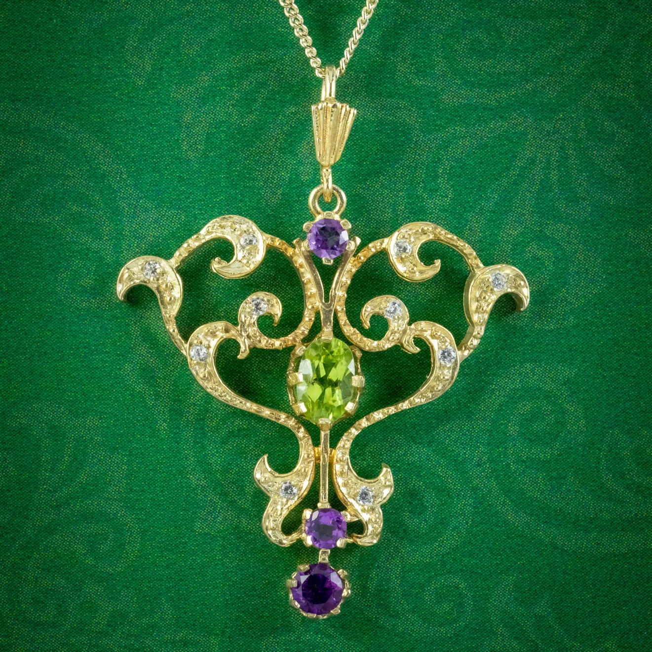 Edwardian Suffragette Style Pendant Necklace Silver 18ct Gold Gilt
