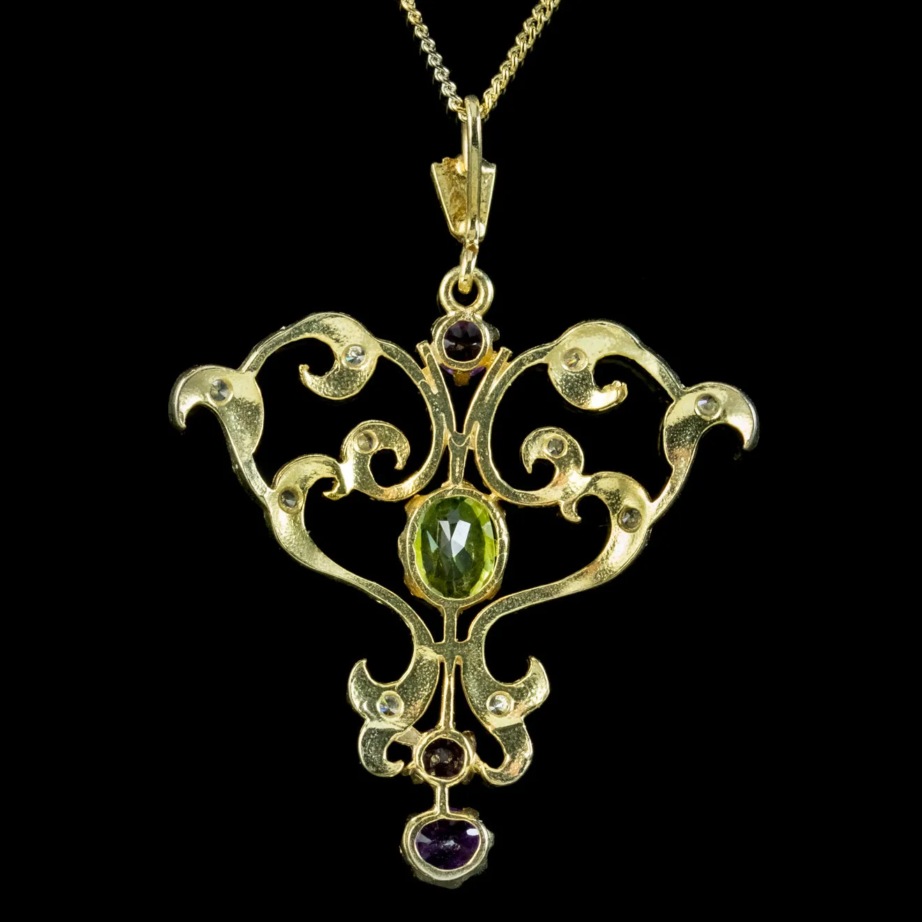 Edwardian Suffragette Style Pendant Necklace Silver 18ct Gold Gilt