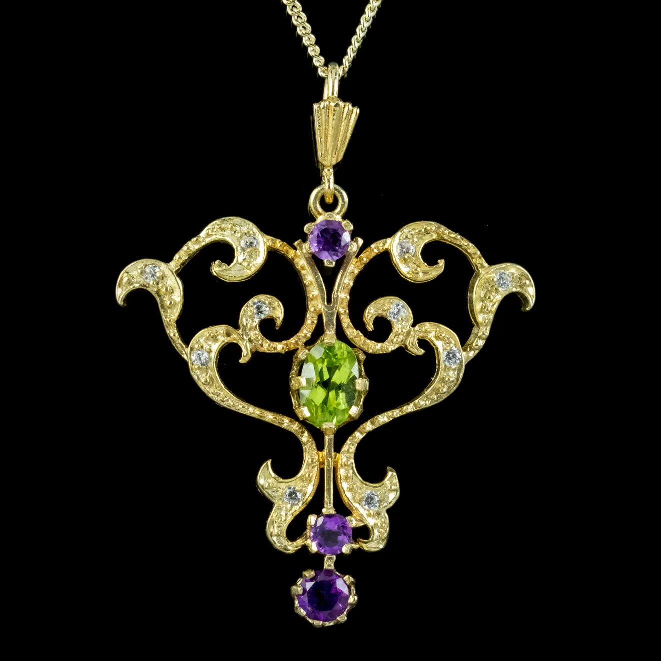 Edwardian Suffragette Style Pendant Necklace Silver 18ct Gold Gilt