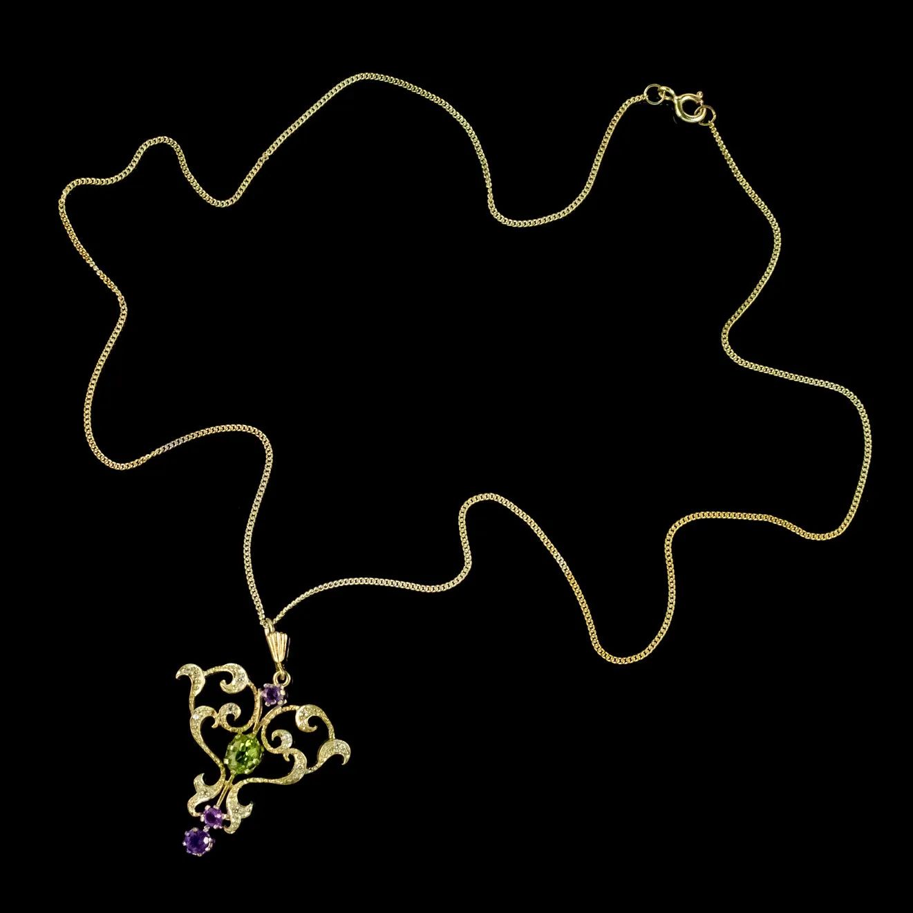 Edwardian Suffragette Style Pendant Necklace Silver 18ct Gold Gilt