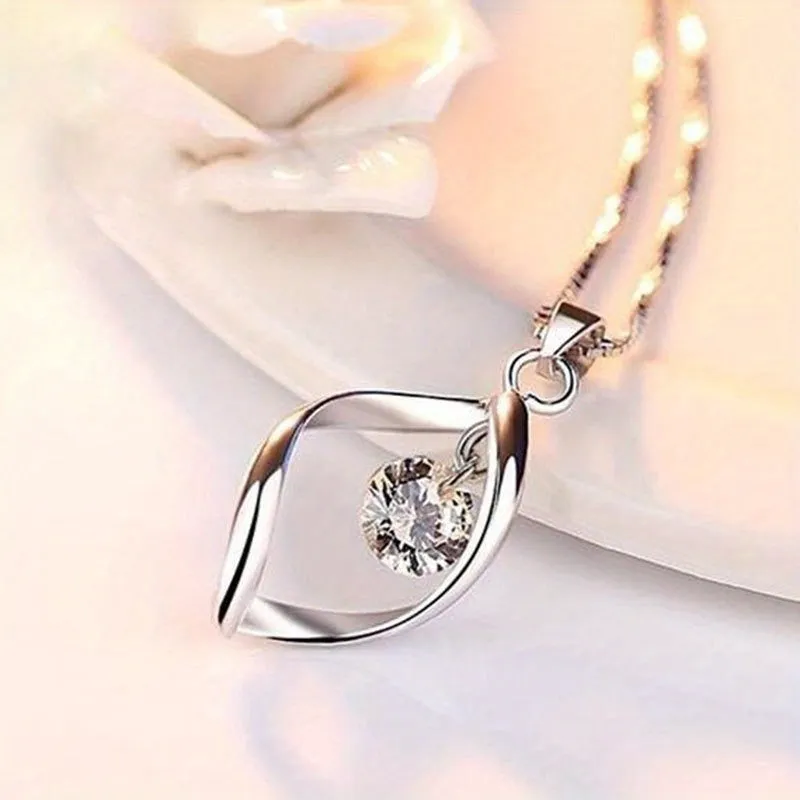 Elegant silver teardrop pendant necklace for womens bridal jewelry