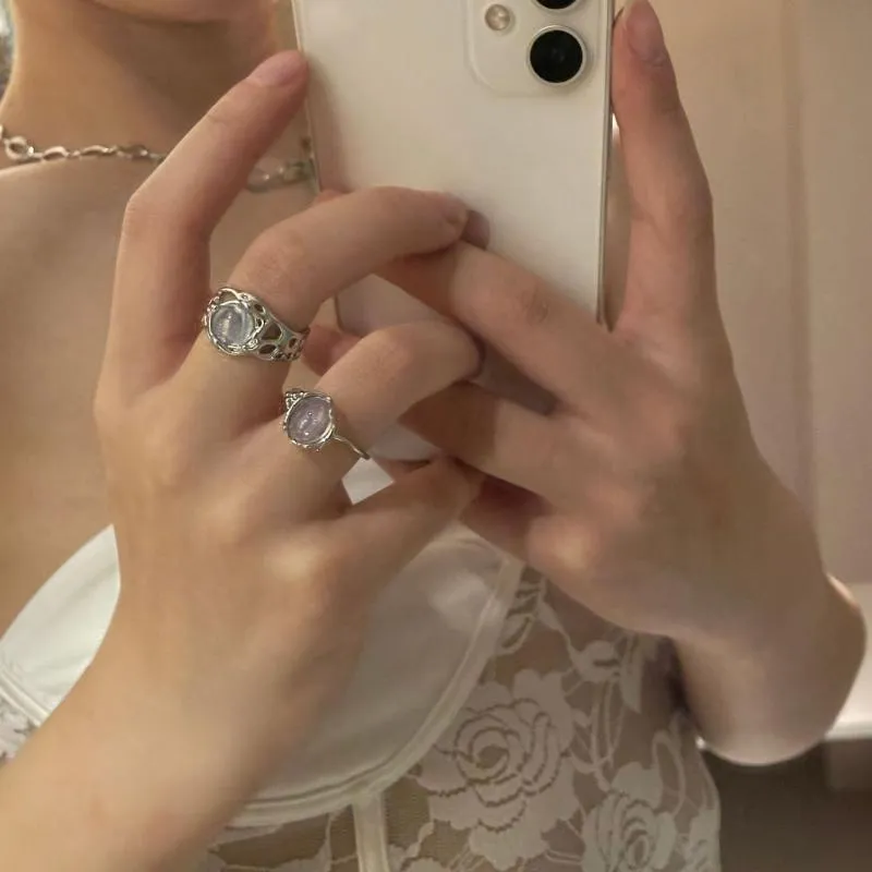 Elegant White Opal Irregular Crystal Ring