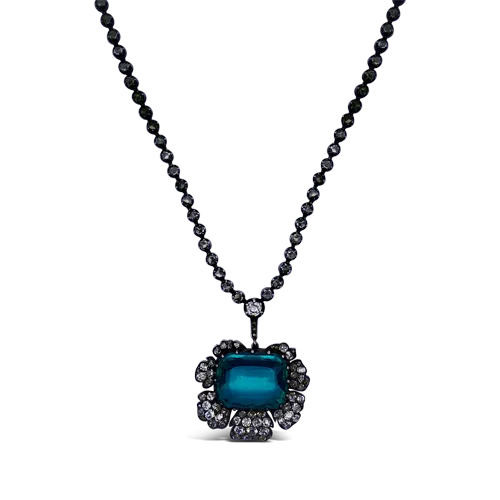 Emerald & Diamond Flower Necklace