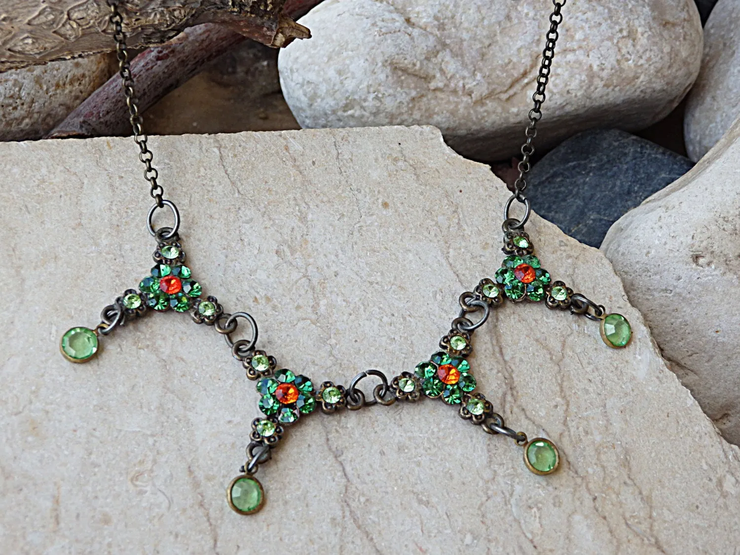 Emerald and Orange Necklace