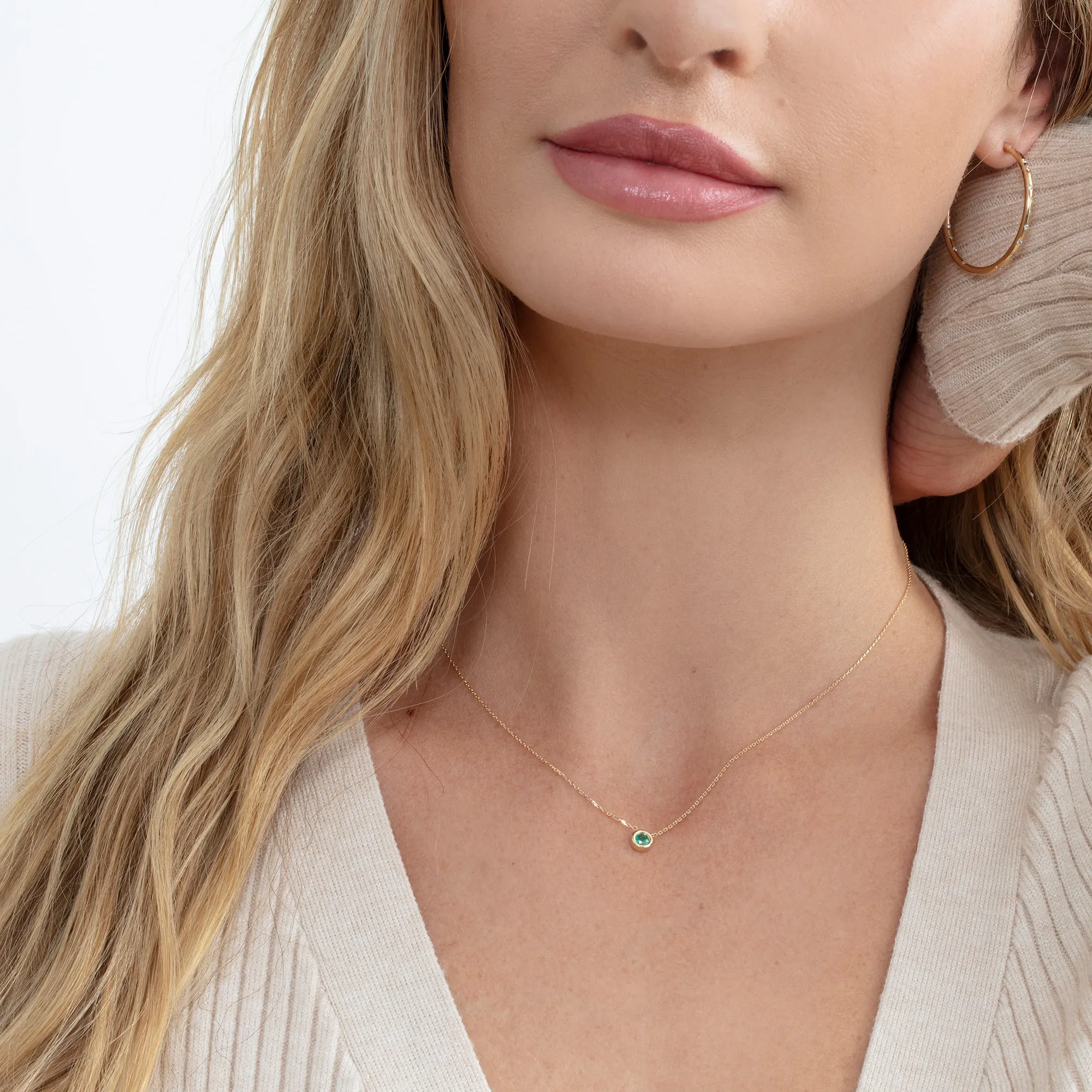Emerald Bezel Necklace, Ellis