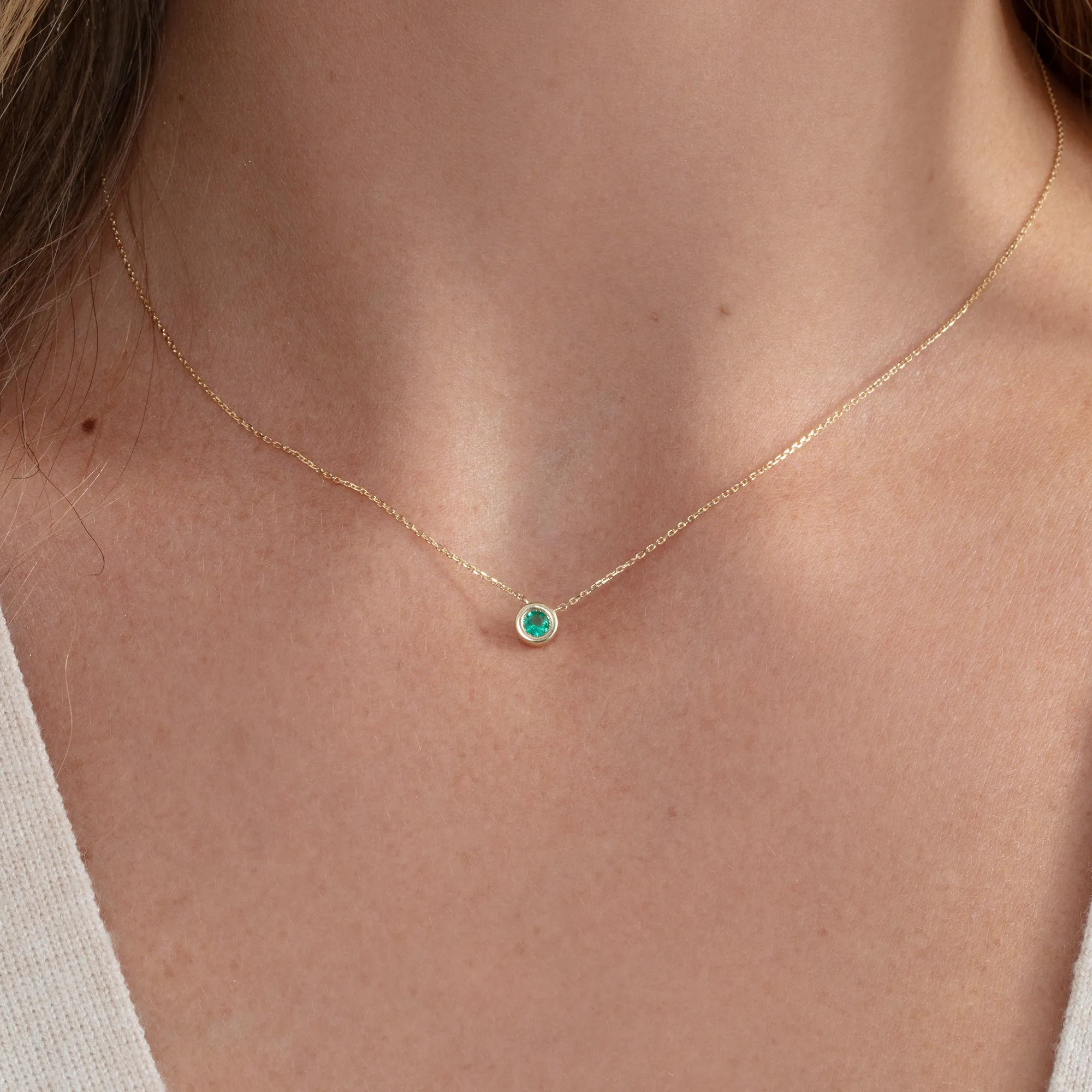 Emerald Bezel Necklace, Ellis