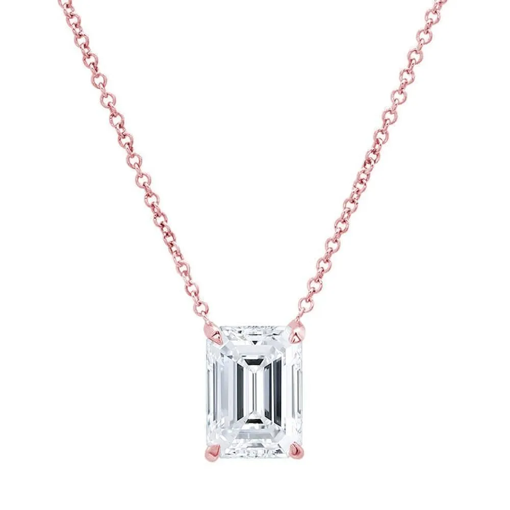 Emerald Cut Diamond Solitaire Necklace