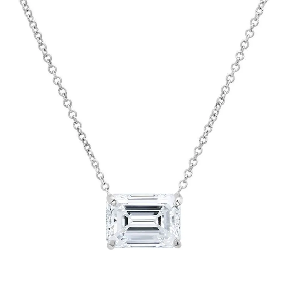 Emerald Cut Diamond Solitaire Necklace