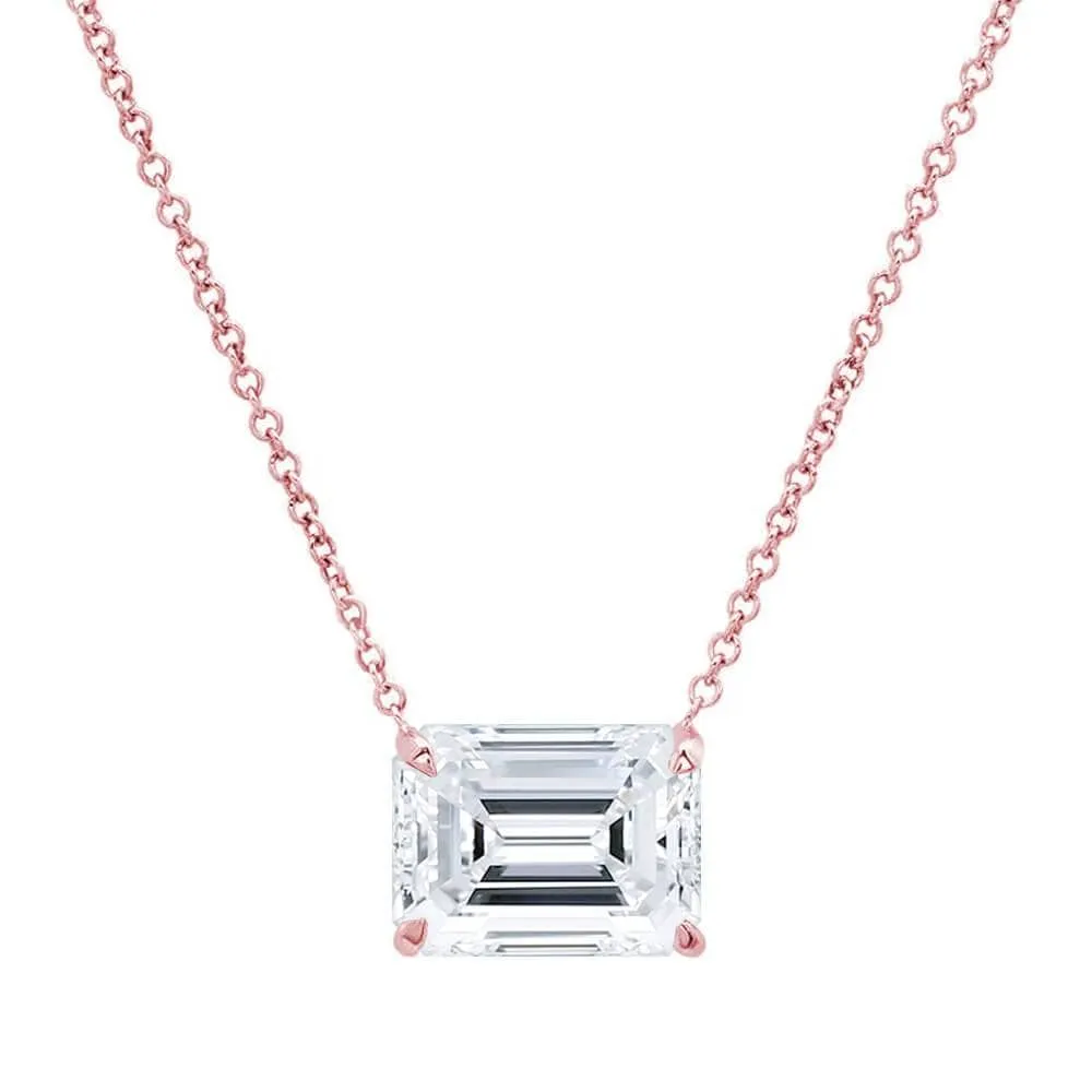 Emerald Cut Diamond Solitaire Necklace