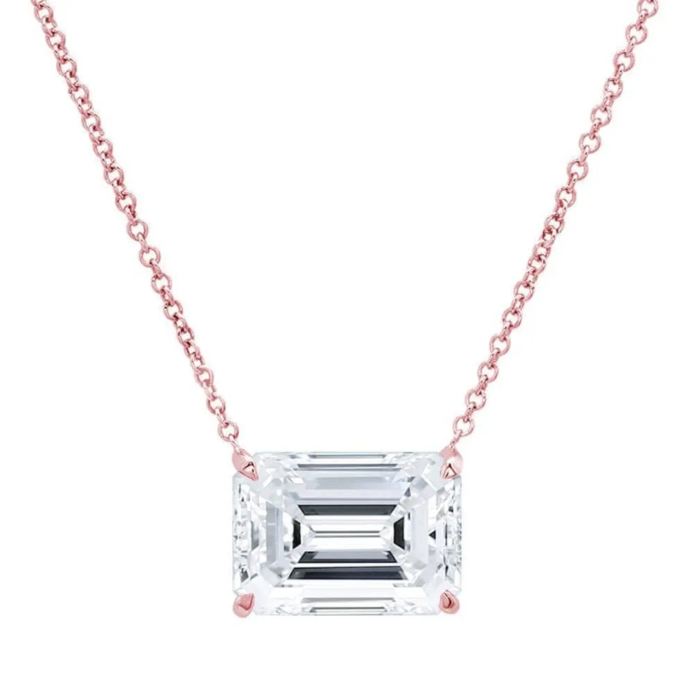 Emerald Cut Diamond Solitaire Necklace