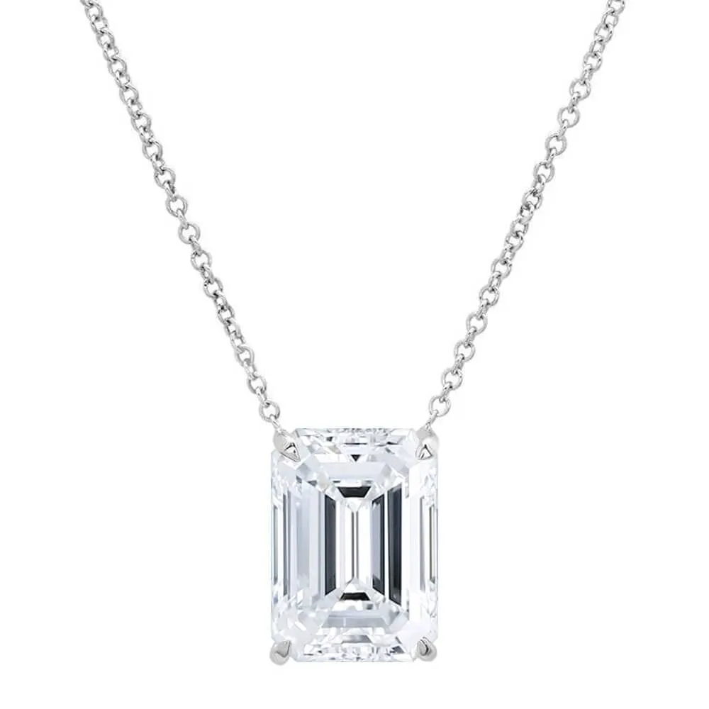 Emerald Cut Diamond Solitaire Necklace