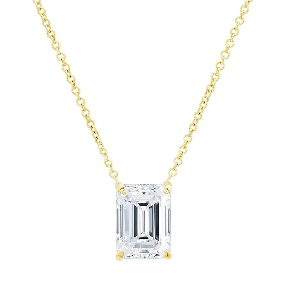 Emerald Cut Diamond Solitaire Necklace