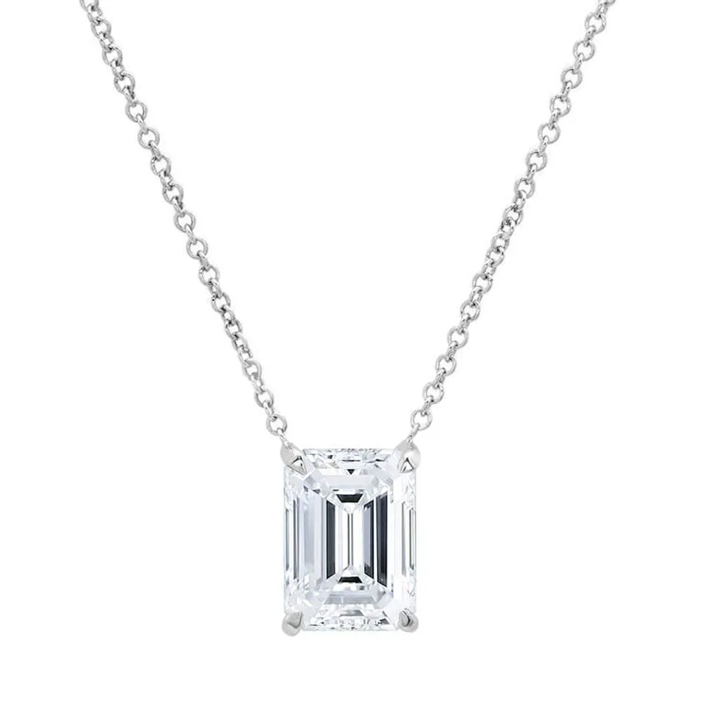 Emerald Cut Diamond Solitaire Necklace
