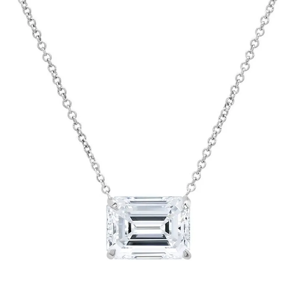 Emerald Cut Diamond Solitaire Necklace