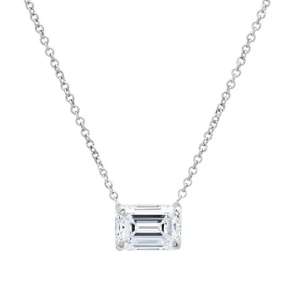 Emerald Cut Diamond Solitaire Necklace
