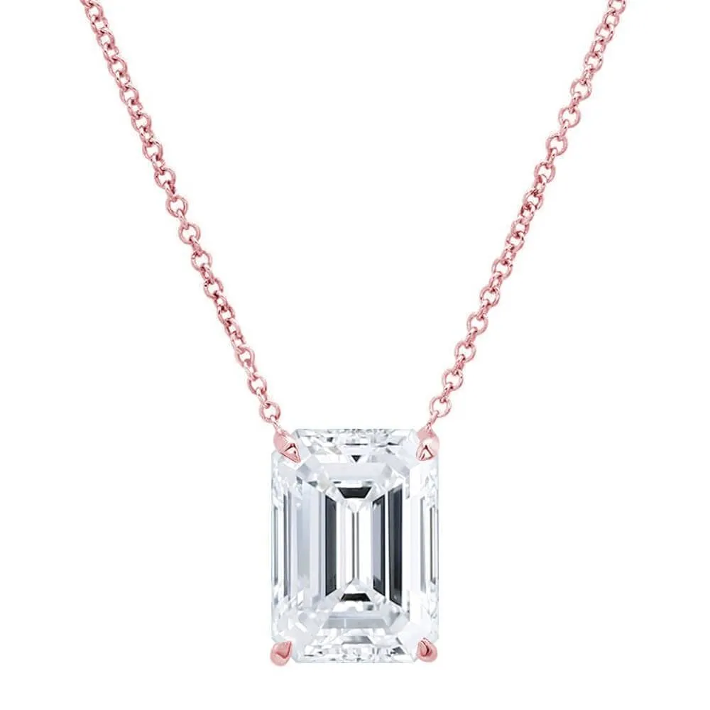 Emerald Cut Diamond Solitaire Necklace