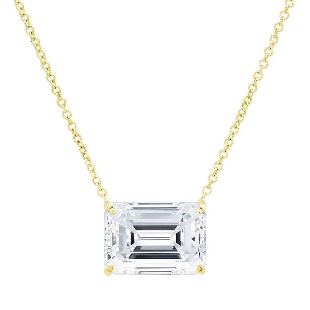 Emerald Cut Diamond Solitaire Necklace