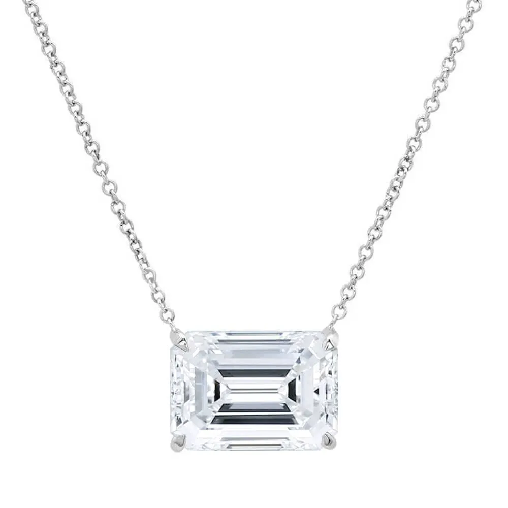 Emerald Cut Diamond Solitaire Necklace