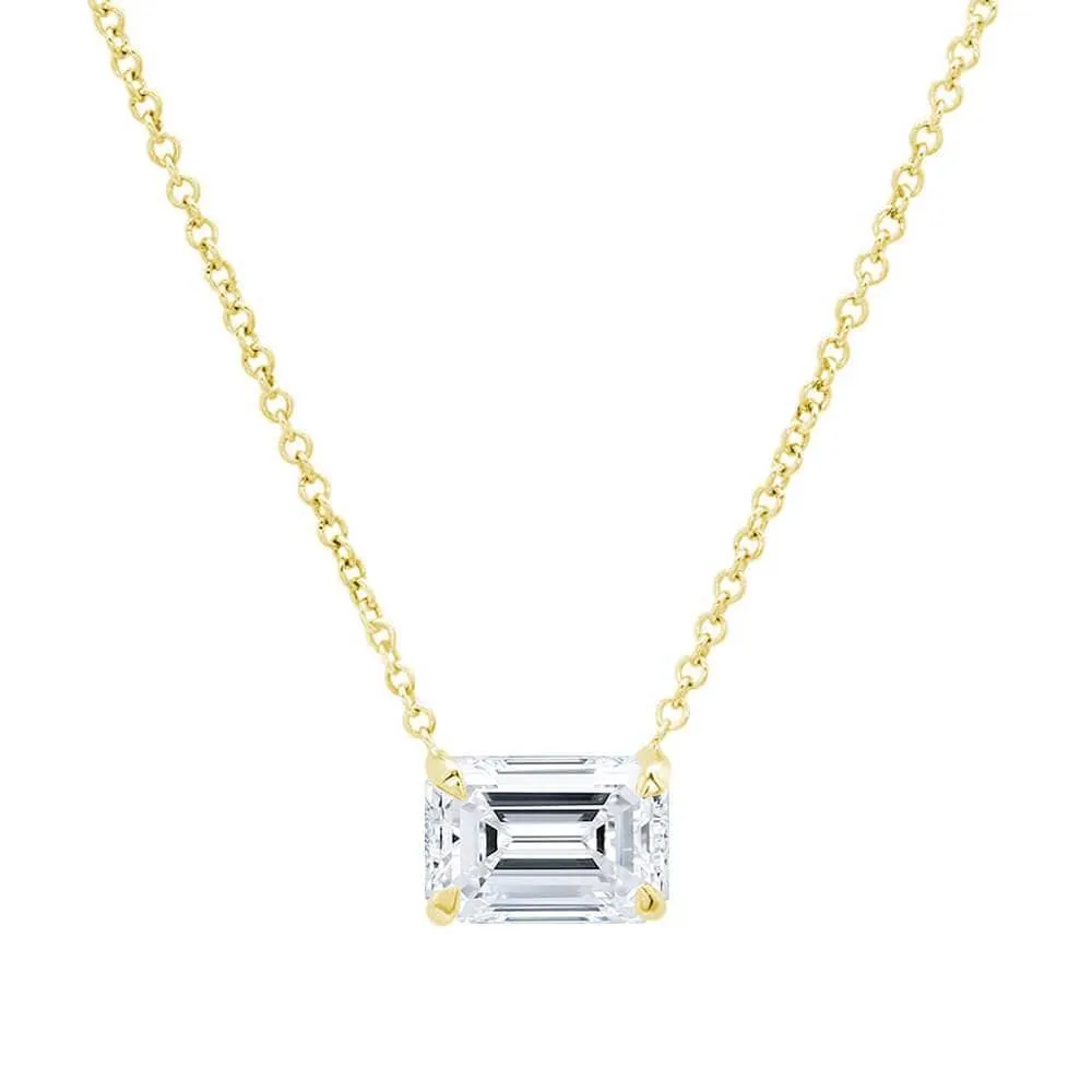 Emerald Cut Diamond Solitaire Necklace