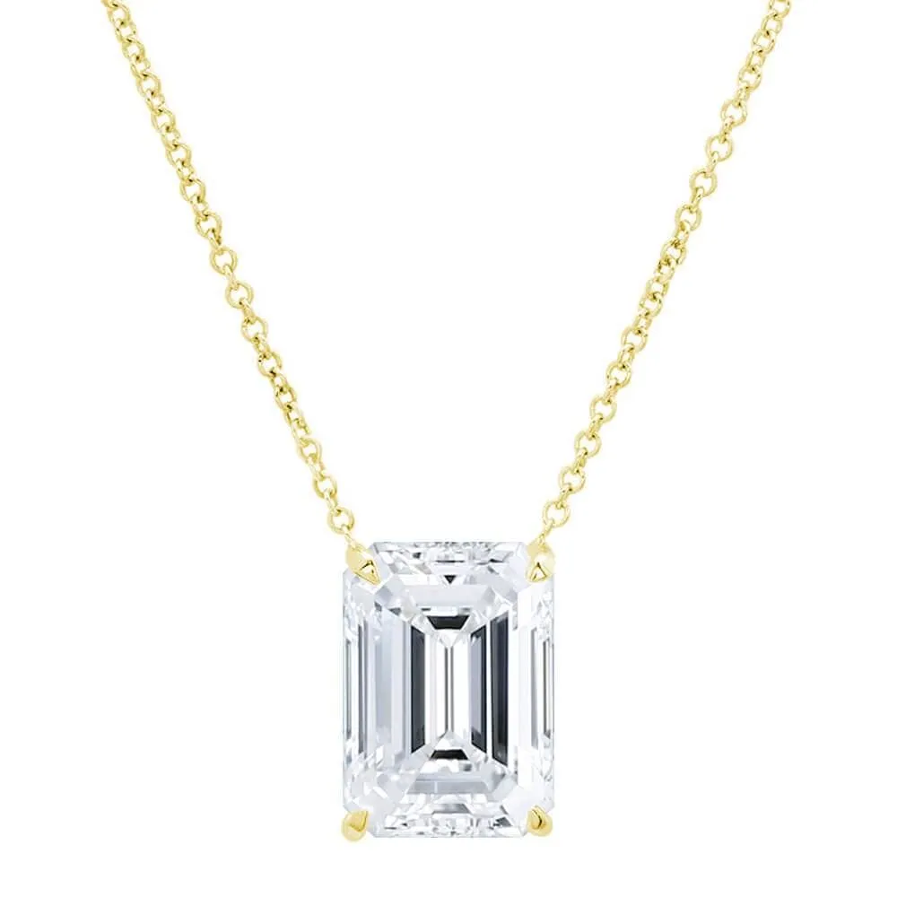 Emerald Cut Diamond Solitaire Necklace