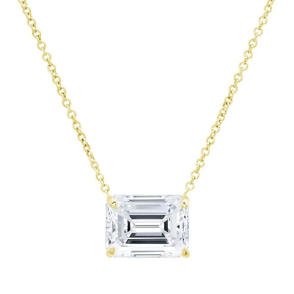 Emerald Cut Diamond Solitaire Necklace