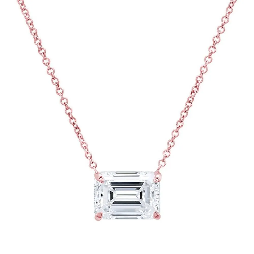 Emerald Cut Diamond Solitaire Necklace