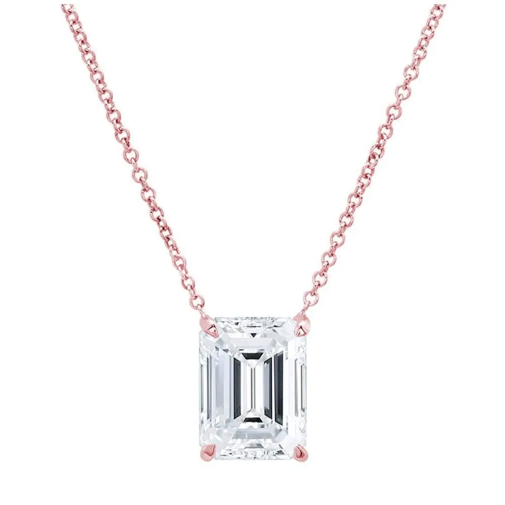 Emerald Cut Diamond Solitaire Necklace