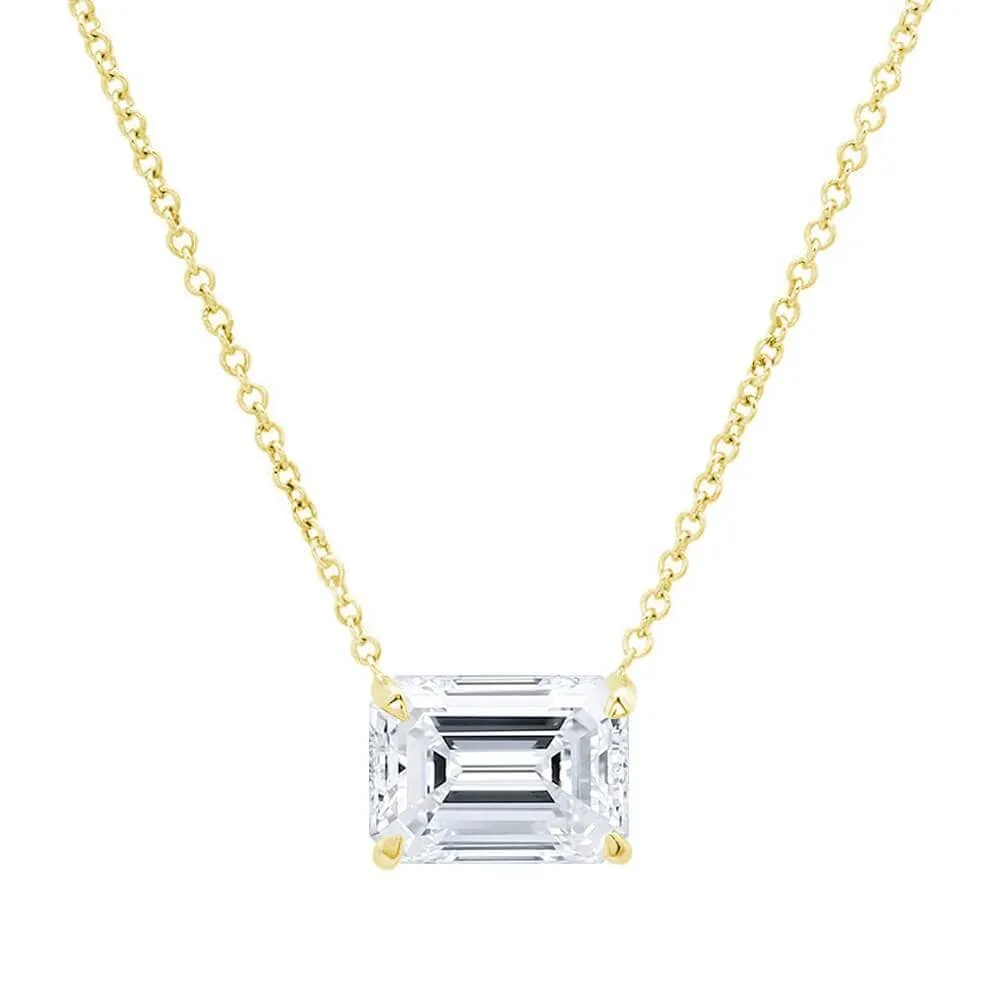 Emerald Cut Diamond Solitaire Necklace