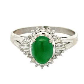 Estate Jadite and Diamond Ring, Platinum