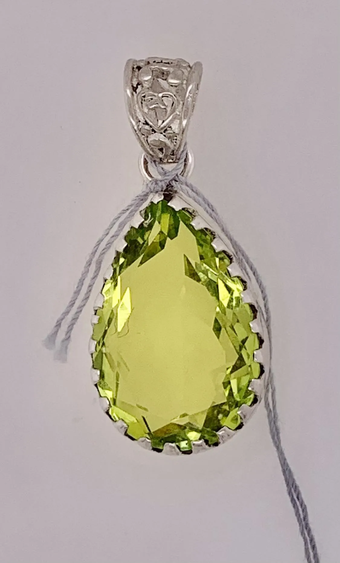 Estate Synthetic Green Peridot Color Pendant