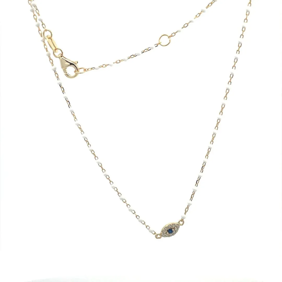 Eye Bead Necklace .925 Sterling Silver 14k Gold Plated Zircon Protection Luxury Necklaces