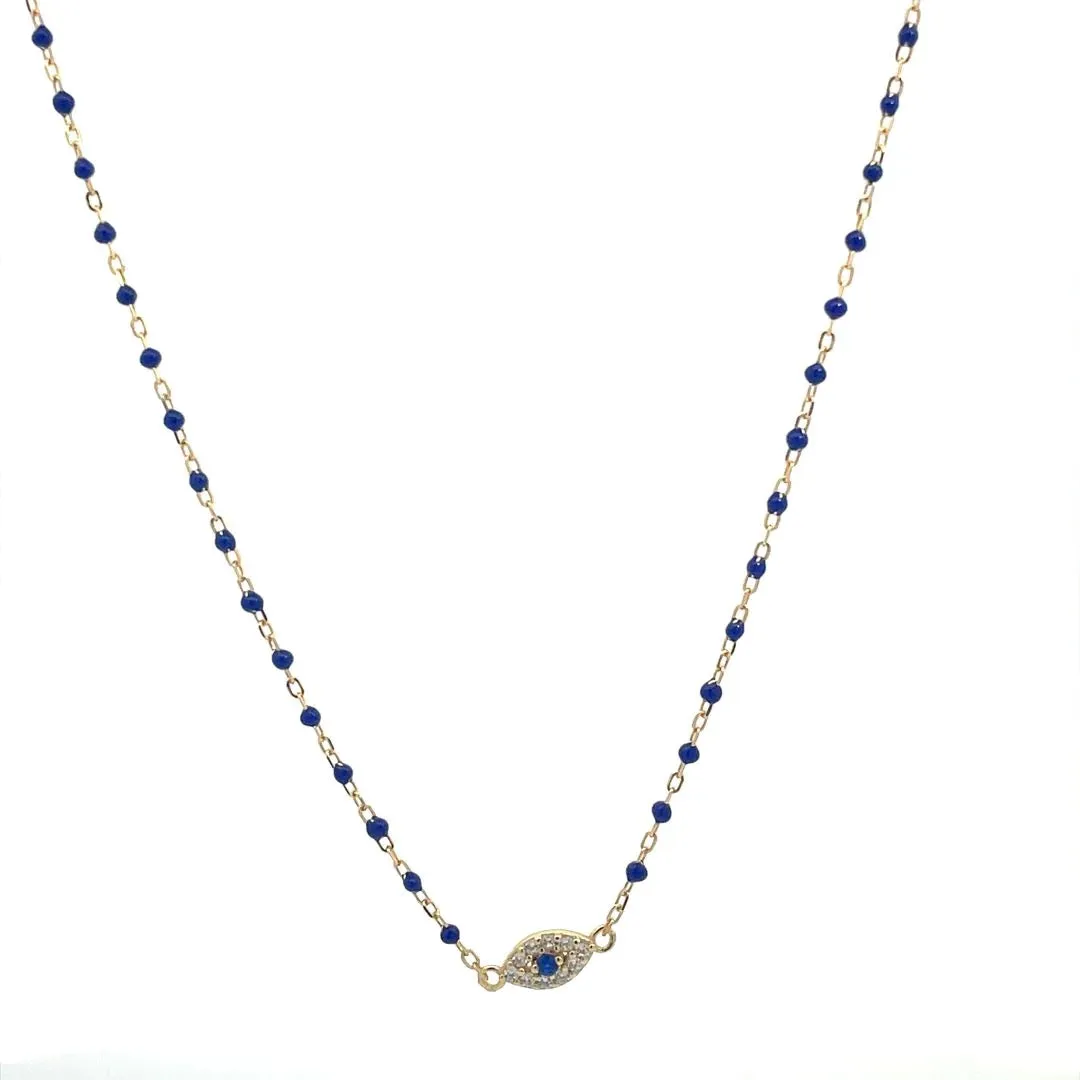 Eye Bead Necklace .925 Sterling Silver 14k Gold Plated Zircon Protection Luxury Necklaces
