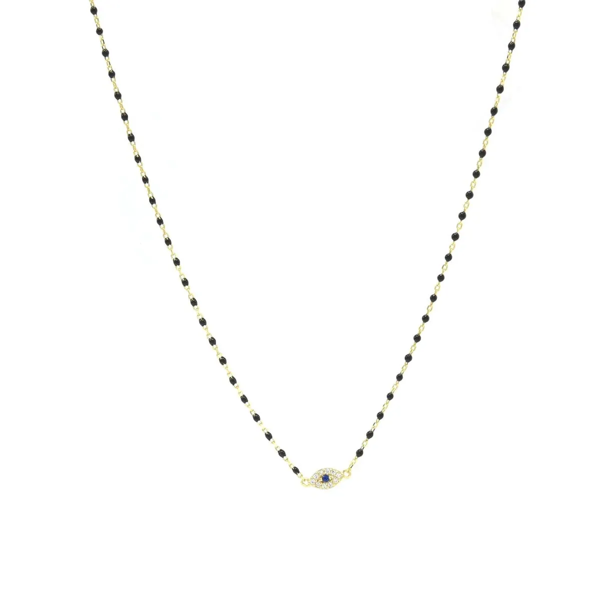 Eye Bead Necklace .925 Sterling Silver 14k Gold Plated Zircon Protection Luxury Necklaces