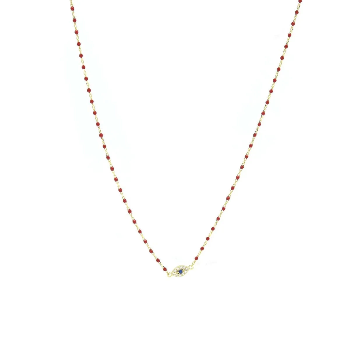 Eye Bead Necklace .925 Sterling Silver 14k Gold Plated Zircon Protection Luxury Necklaces