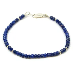 Faceted Lapis Lazuli and Sterling Silver Accents with Sterling Silver Lobster Claw Clasp