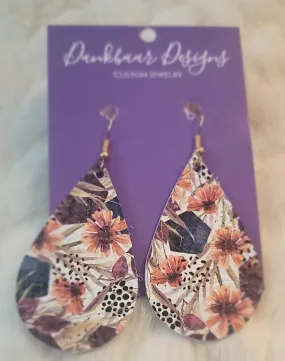 Fall Flower Leather Earrings (Medium)